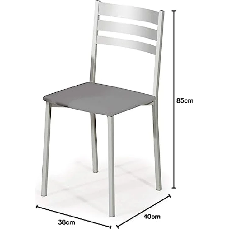 ASTIMESA Zwei Küchenstühle, Rückenlehne, Streifen, Grau – Bild 3