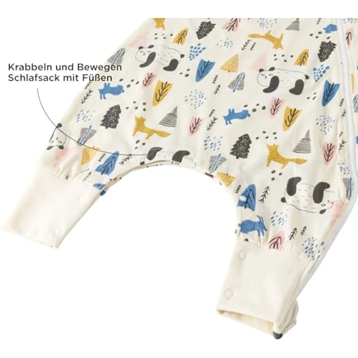 Duomiaomiao Schlafsack mit füßen, Sommerschlafsack mit füßen,100% Musselin Schlafsack Baby,Sommerschlafsack Baby 0.5 tog mit Doppelreißverschluss, schweißableitend und atmungsaktiv – Bild 5