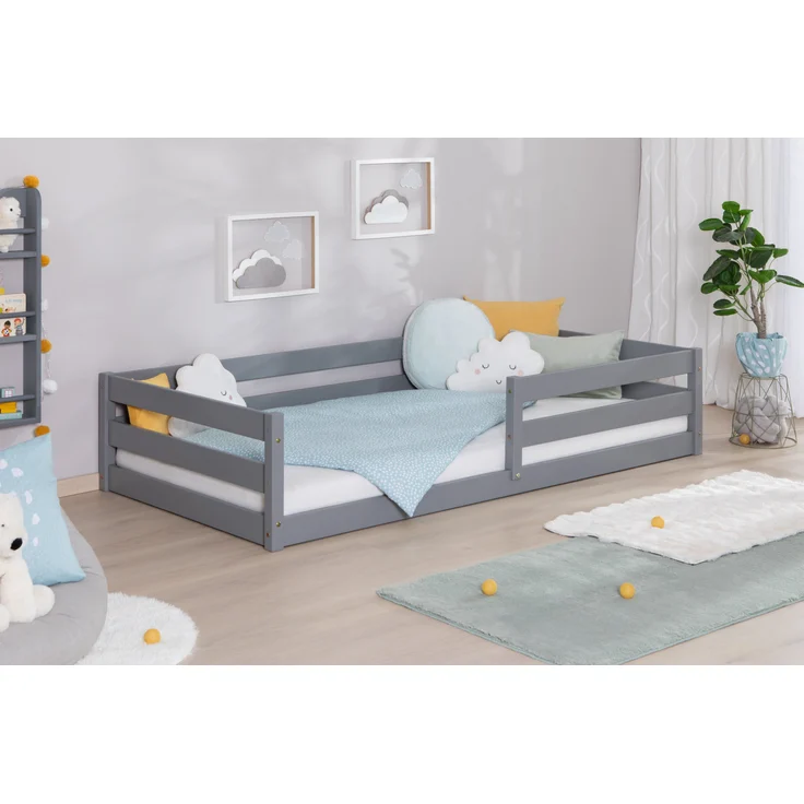 Bodenbett Einzelbett "Lex" 100x200 Kiefer Massiv