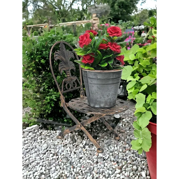 Blumenhocker Stuhl klappbar metall Blumenständer Pflanzenständer 32 cm Puppenstuhl – Bild 6