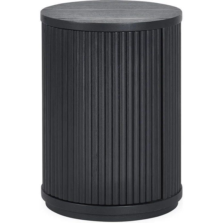 Julian Bowen Louis, schwarzer geriffelter Beistelltisch mit Tür, Eschenholz, 33x33 cm – Bild 3