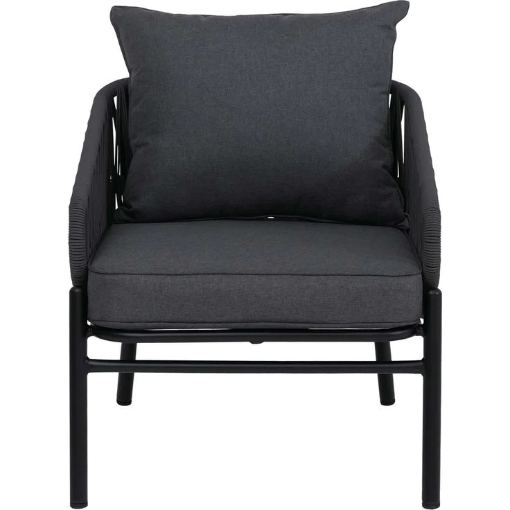 Aluminium-Gartenstuhl HWC-P90, Loungestuhl Sessel Outdoor, Seilgeflecht Rope Stoff/Textil (180g/m²) ~ anthrazit – Bild 7