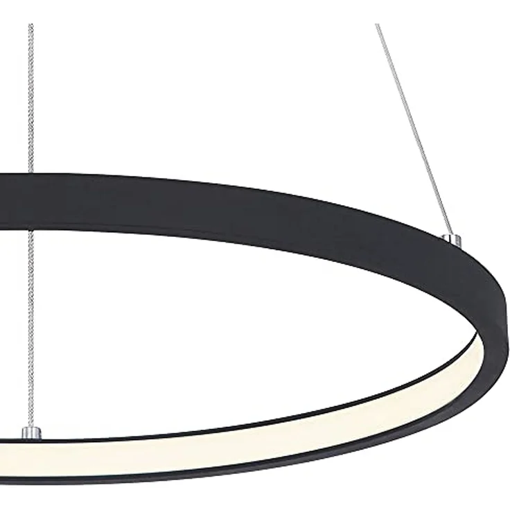 LED Hängeleuchte, Ring-Design, schwarz-matt, opal, 38,5cm – Bild 6