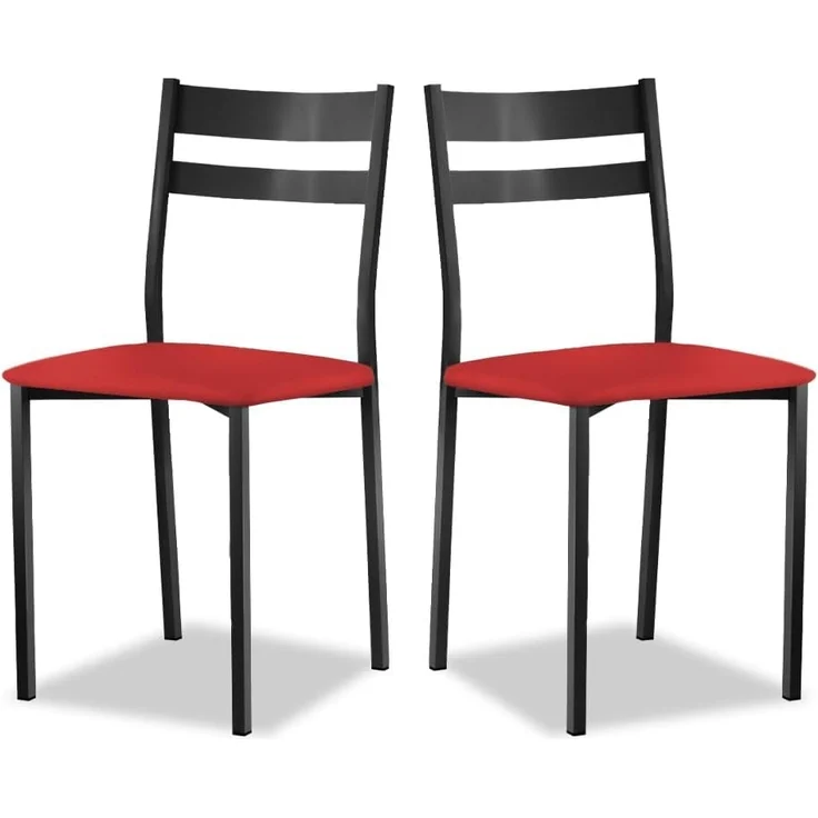 ASTIMESA Küchenstuhl aus Metall mit offener Rückenlehne, Rot, 51 x 45 x 40 cm – Bild 1