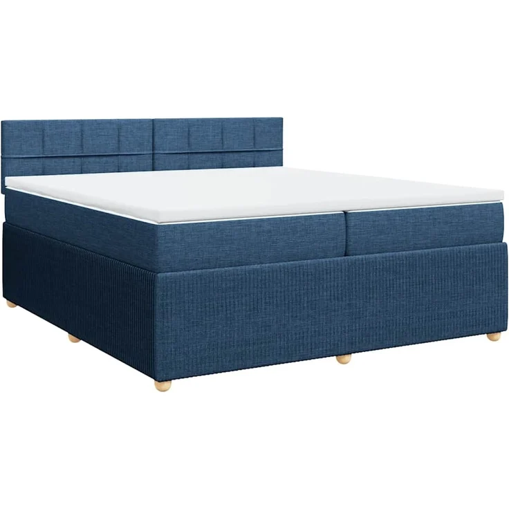 vidaXL Boxspringbett mit Matratze Blau 200x200 cm Stoff 3289869 – Bild 3