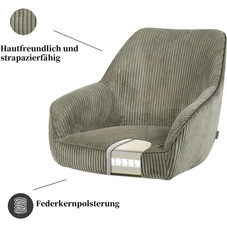 B&D home Polsterstuhl ARVIT, Esszimmer Stuhl, Drehstuhl, Armlehnstuhl mit Drehfunktion (1 St), mit Armlehnen, Taschenfederkern-Sitz, Metallgestell 360° drehbar – Bild 3