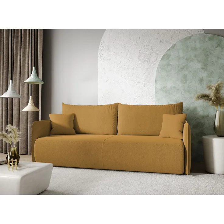 Sofa 2-Sitzer mit Schlaffunktion CALGARY Stoff Curio Senfgelb