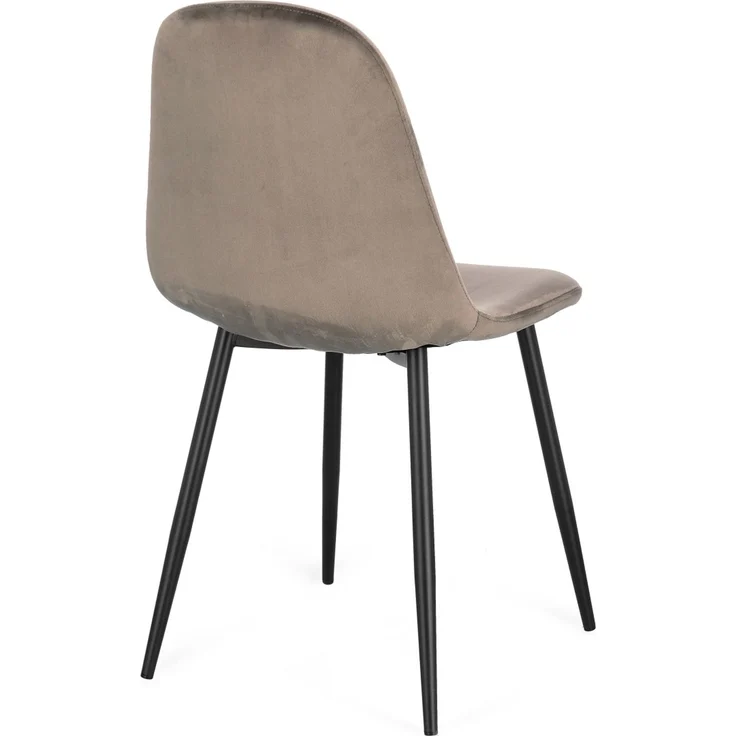 Esszimmerstuhl New Irelia aus Samt, modern gepolstert, Taupe, 4er-Set, schwarzes Metallgestell – Bild 2