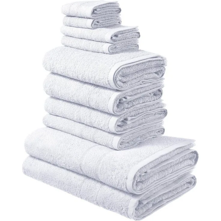 OTTO home Handtuch Set Inga, Duschtücher, Handtücher, Gästetücher, Seiftücher, Walkfrottee (10-St), Handtücher mit feiner Bordüre, 100% Baumwolle, einfarbig, weich
