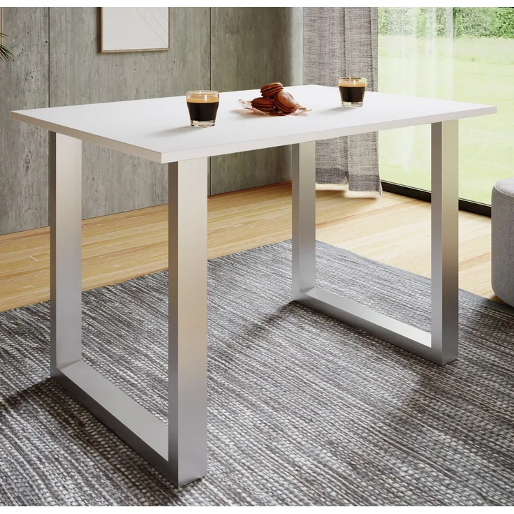 VCM Esstisch Xona 916800 Silber / Weiß H. 76 x B. 110 x T. 50 cm