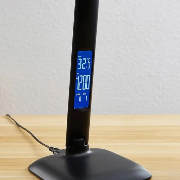 Lindby Ludmilla LED-Tischlampe, dimmbar mit Digitalanzeige, Farbwechselfunktion, Thermometer und USB-Port, schwarz – Bild 7