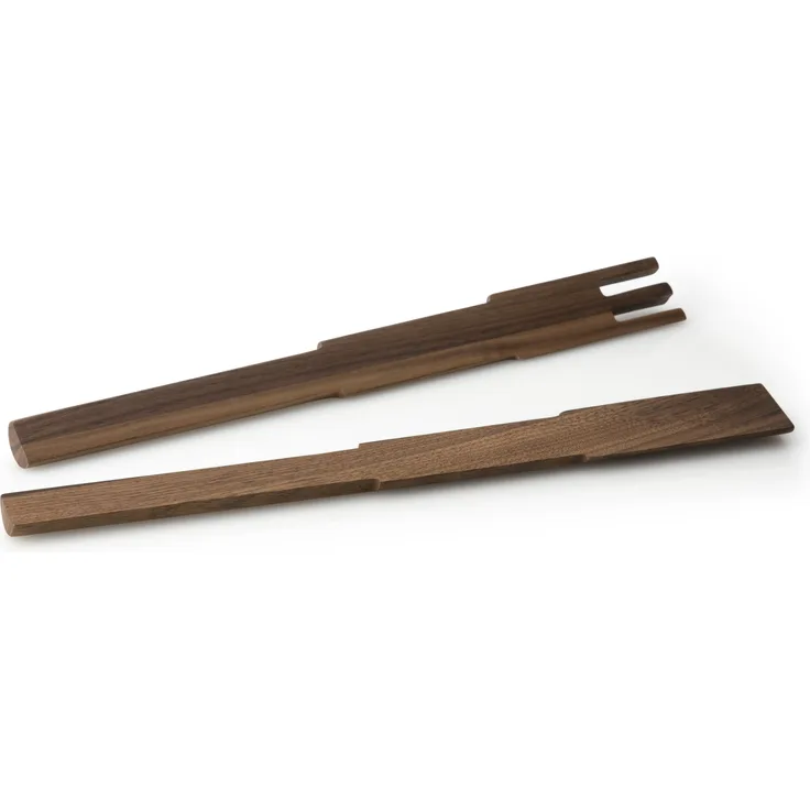 Continenta Salatbesteck Pixel, 2-tlg, Salat Besteck, Salatgabel, Salatlöffel, Holzbesteck, Walnussholz, L 35 cm, 4266