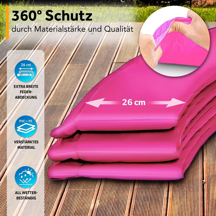 KIDUKU® Trampolin Randabdeckung Pink Ø305 cm Federabdeckung reißfest Randschutz – Bild 5