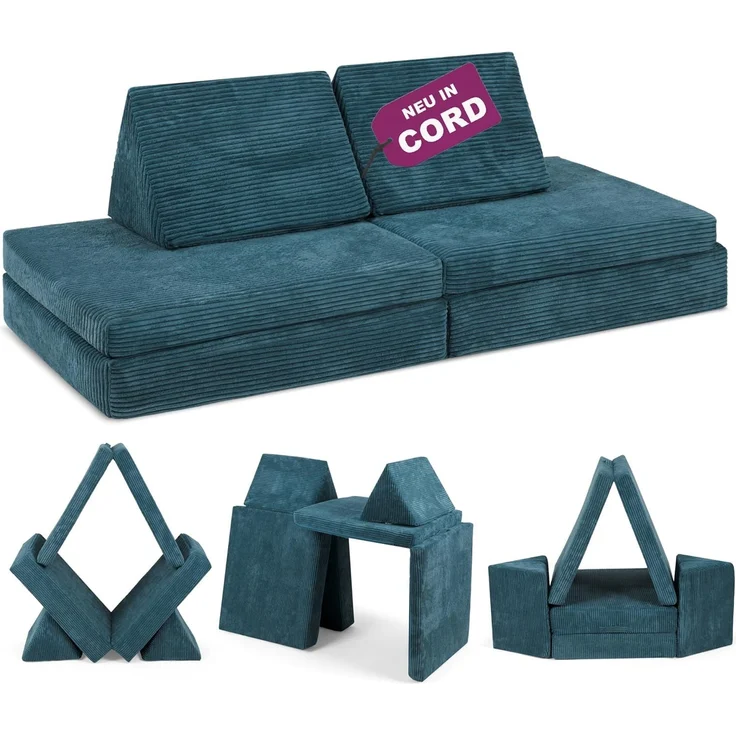 Linodino Kindersofa Spielsofa I aus Schaumstoff Bausteine I Spielcouch für Kinder, 3 Jahre Garantie
