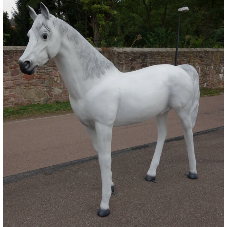 XXL Pferd lebensgross Gartendeko ca. 220 cm Premium Schimmel Deko Figur weiß – Bild 2