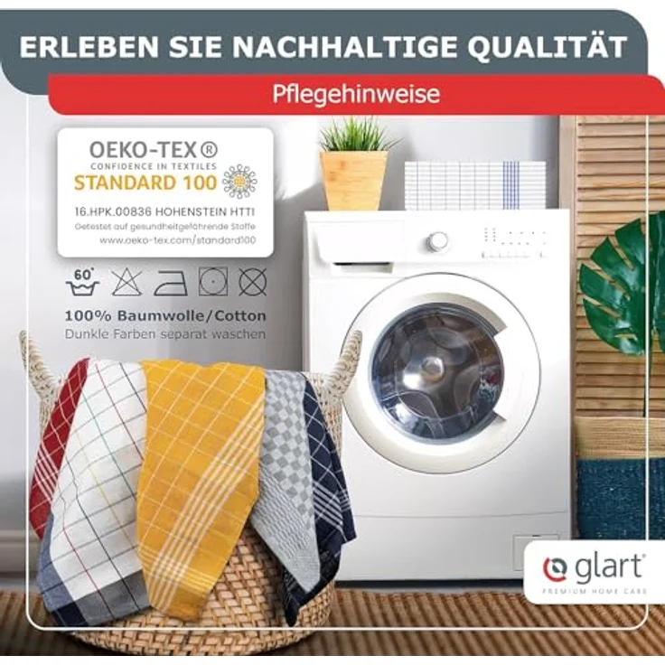 Glart 48KV1 Geschirrtücher Set – 5 Stück à 50x70 cm – 100 % Baumwolle – 300 GSM – Oeko-TEX Zertifiziert – Lila kariert – Küchenhandtücher spülmaschinenfest – Bild 3