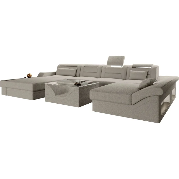 Sofa Dreams - Wohnlandschaft Monza U Form Stoffsofa - Samtstoff - Graphite - Links – Bild 5