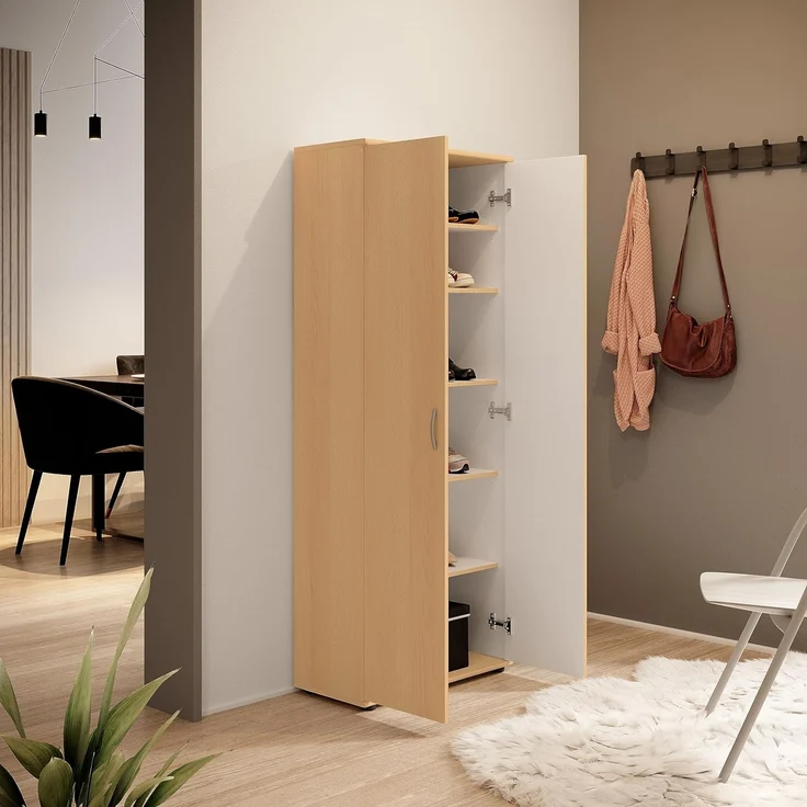 Schuhschrank TALENT für Büro, Keller, Diele, Buche Optik 5 Fächer – Bild 3