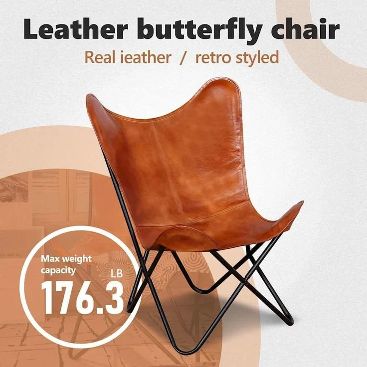 vidaXL Butterfly-Sessel Braun Echtleder 243728 – Bild 4
