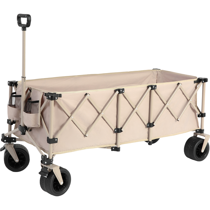 Faltbarer Bollerwagen 300L mit All-Terrain-Rädern, 136x54x60 cm, 100 kg, Beige – Bild 3
