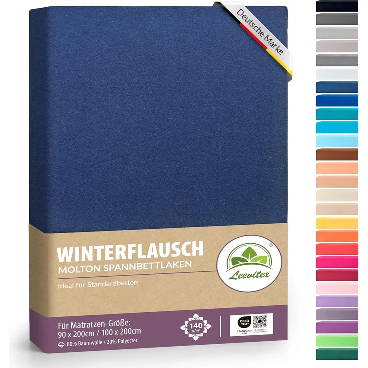 leevitex® Spannbettlaken für kalte Nächte – angenehm weich, passgenau, farbstark & pflegeleicht, Gummizug: Rundum – Bild 1