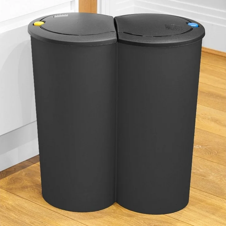 Spetebo Mülleimer Abfalleimer 2x25 Liter Duo Bin - schwarz, Doppel Müll Eimer Abfall Trenner – Bild 5