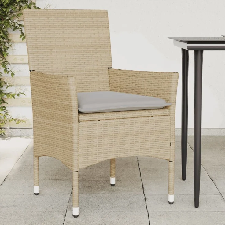 vidaXL Gartenstühle mit Kissen 2 Stk. Beige Poly Rattan 368112 – Bild 1