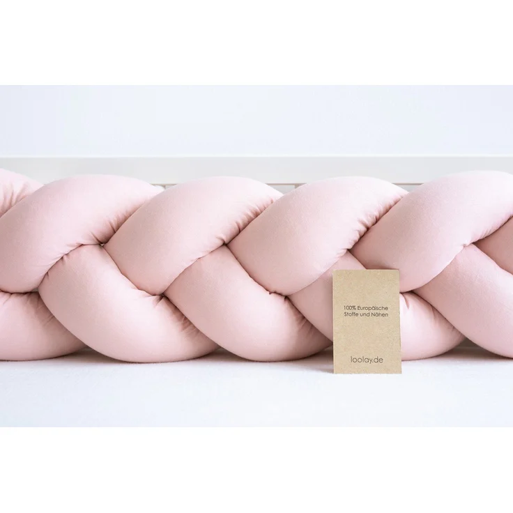 Loolay Nestchenschlange Geflochtenes Kissen Zierkissen Dekokissen Bettumrandung 100% ALTROSA, (Zugluftstopper Zugluft Schlange Wickeltischumrandung Babybett Kinderzimmer Schutz, Wohndeko Bettschlange 100 150 200 300 400 cm & Länge auf Anfrage), Zugluft... – Bild 2
