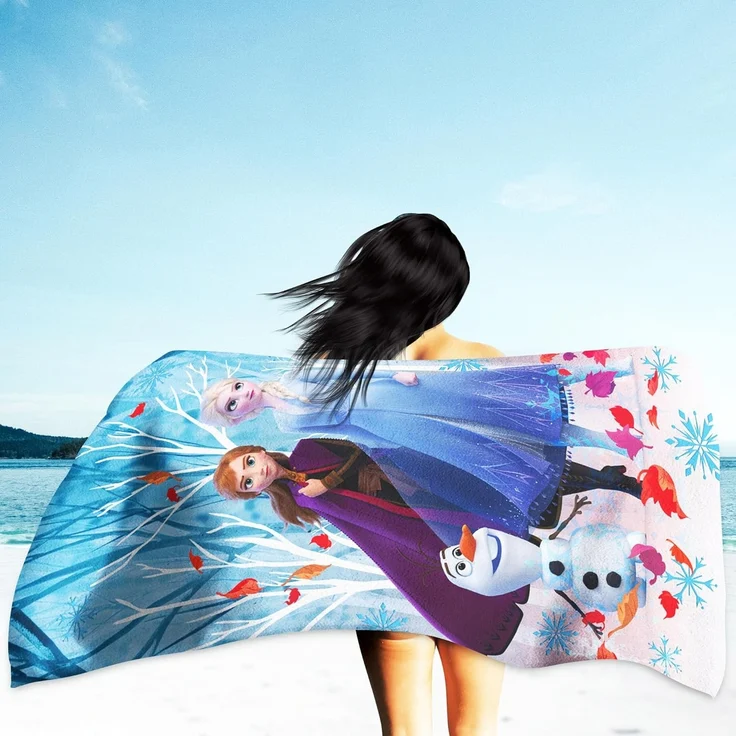 BERONAGE Strandtücher Frozen die Eiskönigin Badetuch Team 75x150 cm, 100% Baumwolle (1-St), Frottee in Velours-Qualität – Bild 4