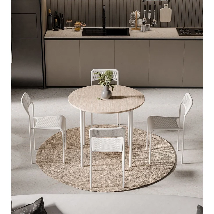 Skye Decor 'Table & Chairs Set 89 - White, Oak' Tisch- und Stuhlset (5-teilig), Weiß / Eiche, 89 x 76 x 89 cm – Bild 4