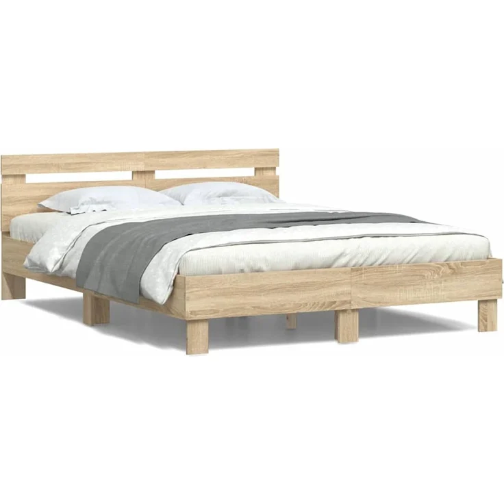vidaXL Bettrahmen mit LED Sonoma 152 x 203 cm Holzwerkstoff 3402849 – Bild 5