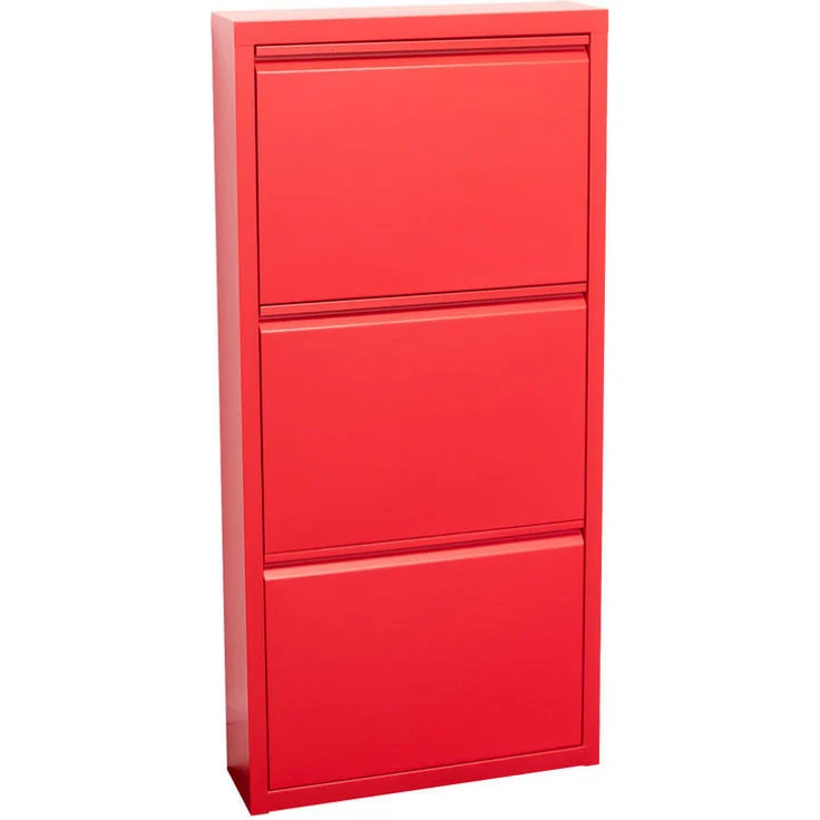 ebuy24 Pisa Schuhkipper, Rot, Holzwerkstoff, 3 Klappen, 50x106x16 cm, Schuhaufbewahrung für Garderobe