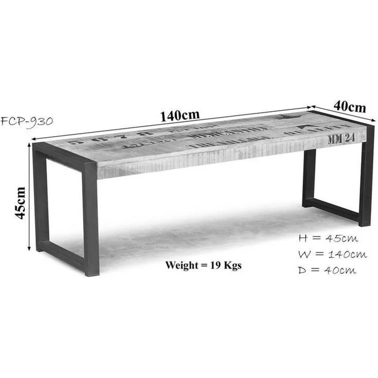 Bank Mango 140x40x45 natur bedruckt FACTORY #120 – Bild 3