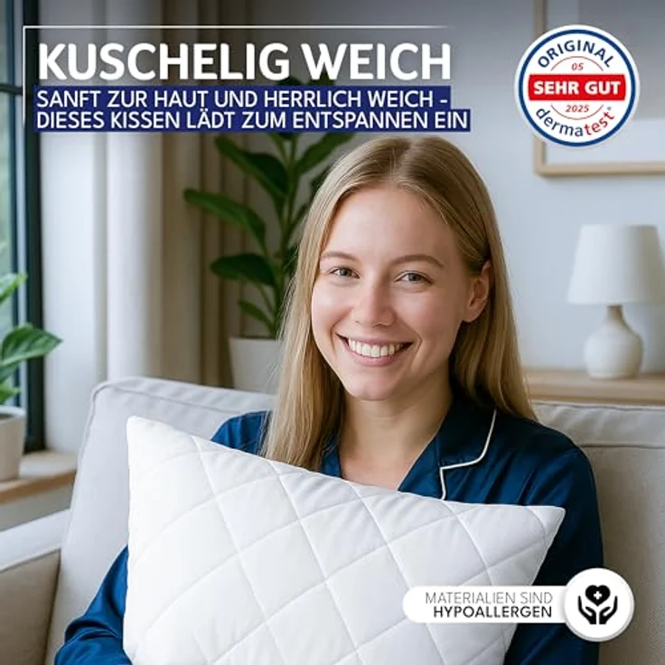 Gentle North Kopfkissen (30x30 cm groß) - 6er Set Kissen für Bett und als Dekokissen - Mit Reißverschluss für Füllung - Sofakissen - Zierkissen für Couch und Sofa - Ökotex - Waschbar bis 60° - Weiß – Bild 4