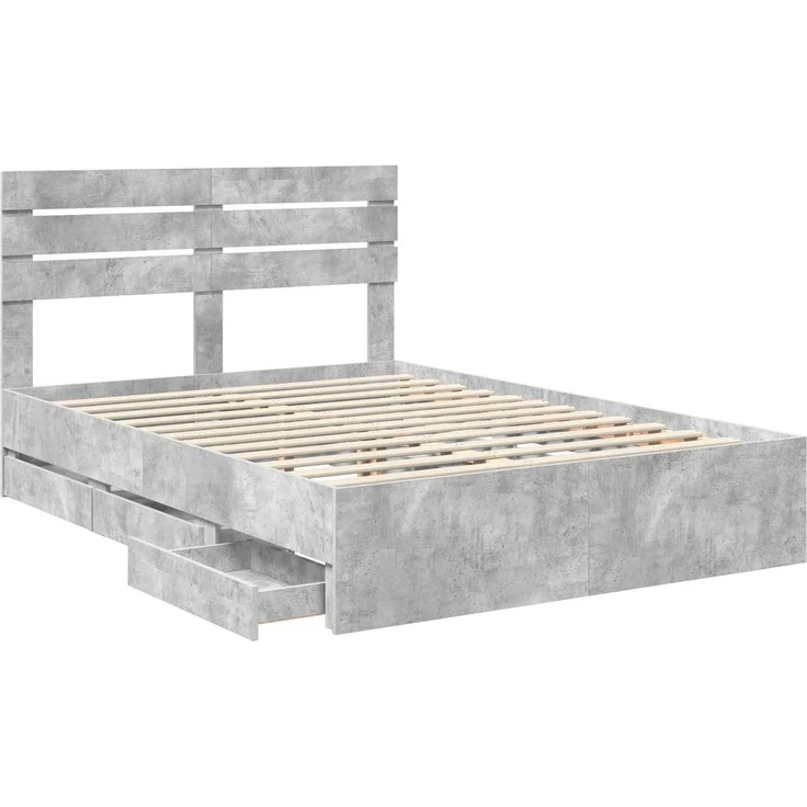 vidaXL Bettrahmen mit Kopfteil Betongrau 150 x 200 cm Ingenieurs Holz 3411496 – Bild 5