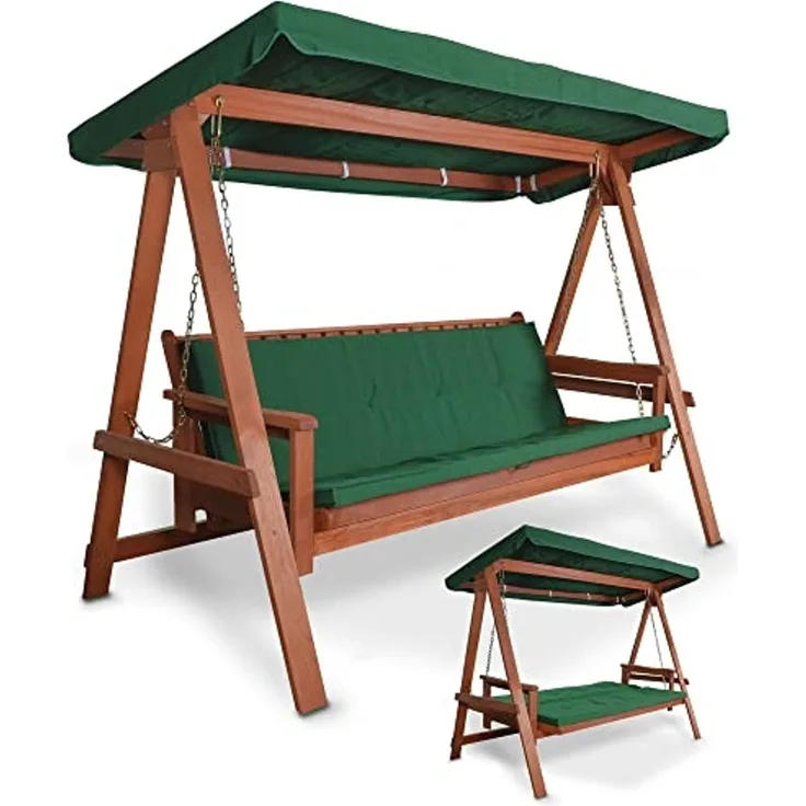 Hecht Hollywoodschaukel Baharu Lux, 4-Sitzer, Sonnendach und Polster, Merantiholz, 300kg, 235x120x178cm (B x T x H)