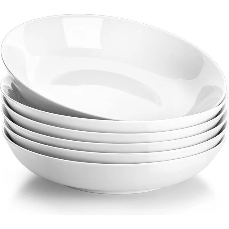 MALACASA Serie Regular 6-tlg. Pastateller Suppenteller Porzellan nackt 1200ml – Bild 1