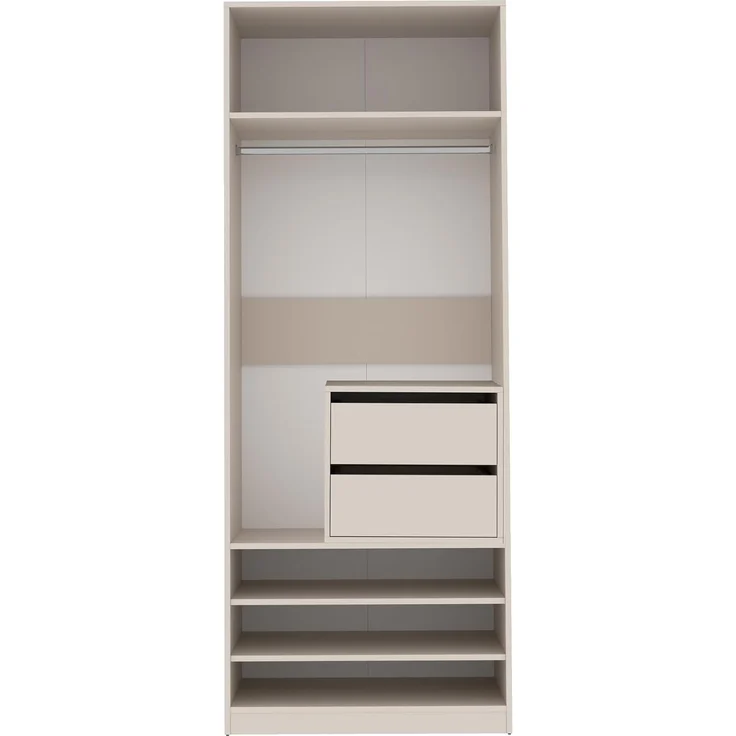 Marmex Möbel TRES SET 14C offener Modulschrank, Kleiderschrank mit Einlegeböden, Schubladencontainer, laminierte Spanplatte, graubeige cashmere, 80x206x51 cm – Bild 4
