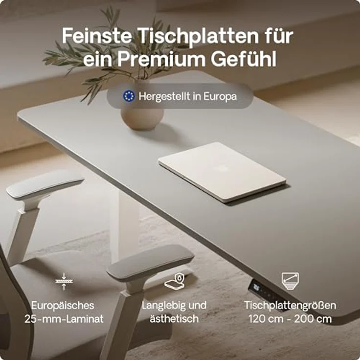 Höhenverstellbarer Schreibtisch - Höhenverstellbar Elektrisch mit Flüsterleisem Dual-Motor & Touchscreen - Hohe Tragfähigkeit - Stehtisch von Desktronic, Weiß + Grau, 140x70 cm – Bild 8