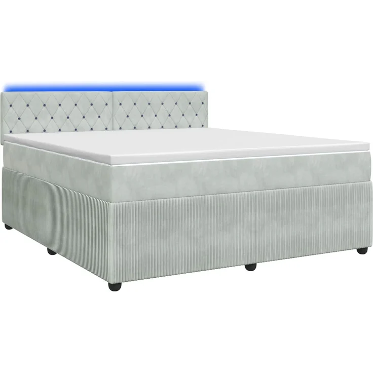 vidaXL Boxspringbett mit Matratze Hellgrau 140 x 200 cm Samt 3453149 – Bild 2