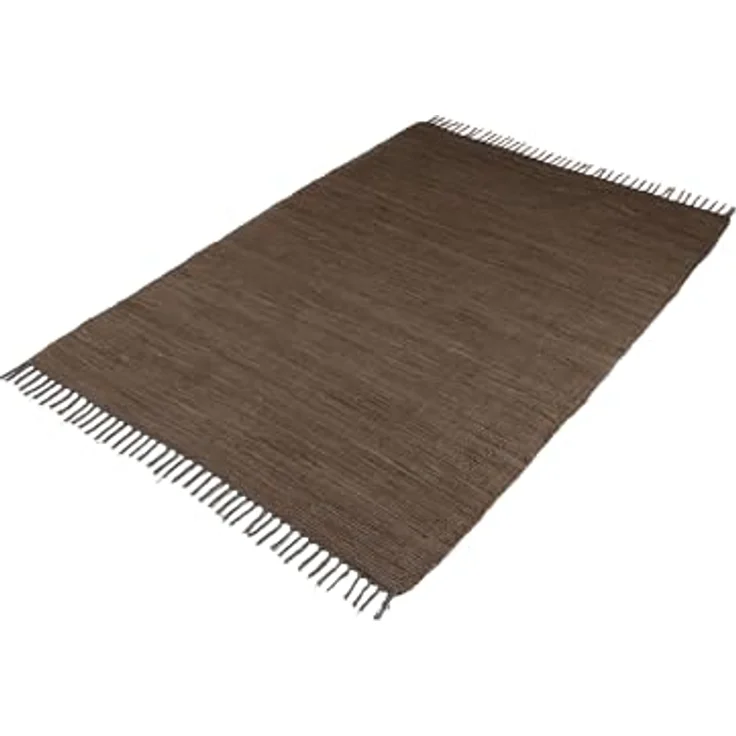 carpetfine Teppich Kelim Chindi uni, auch als Läufer, rechteckig, Höhe: 5 mm, Wendeteppich, reine Baumwolle, handgewebt, Uni-Farben, mit Fransen – Bild 3