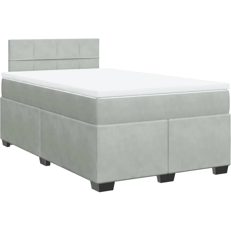 vidaXL Boxspringbett mit Matratze Hellgrau 120x200 cm Samt 3286282 – Bild 2