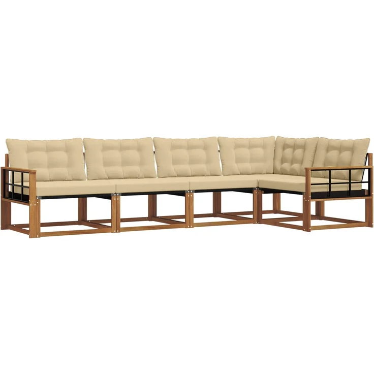 vidaXL Outdoor-Sofagarnitur 5 stk. 5-Sitzer Natur und Beige 3369464 – Bild 2