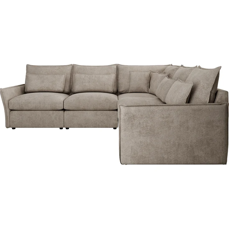 Ecksofa für Wohnzimmer, L-förmige Ecke mit losen Kissen, modular 4-Sitzer couchgarnitur - VERSO - Beige Struktur – Bild 7