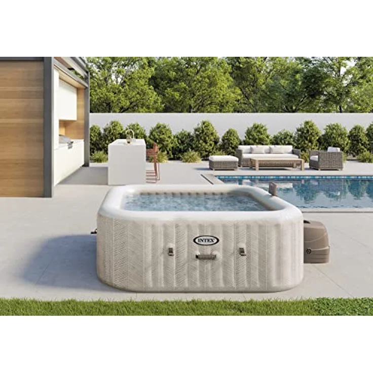 INTEX CHEVRON quadratisches aufblasbares Spa, 6 Plätze, 2x2m, Beige, mit 170 Luftblasendüsen und App-Verwaltung – Bild 2
