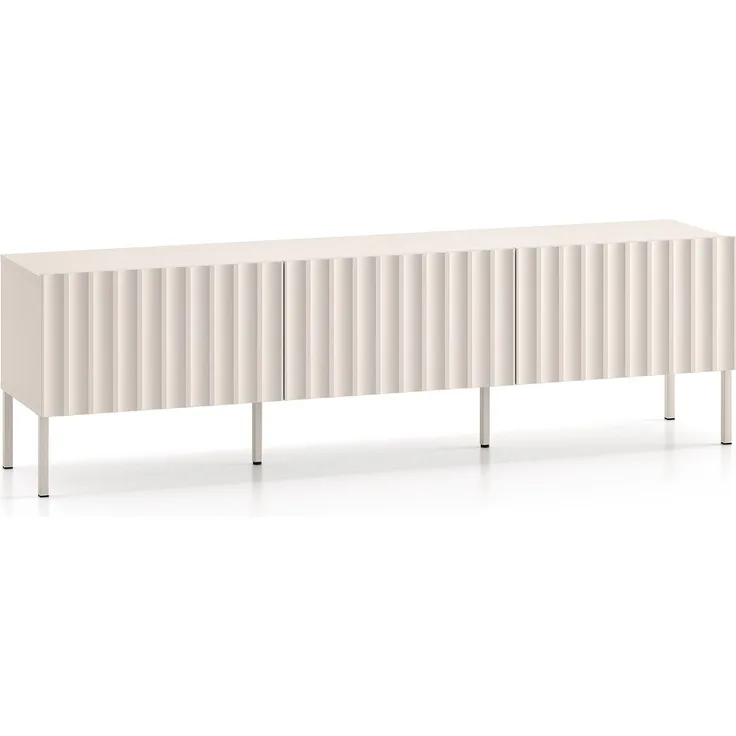 Selsey 'Derriva' TV-Lowboard mit geriffelten Fronten, hellbeige, ca. 50 x 170 x 37 cm