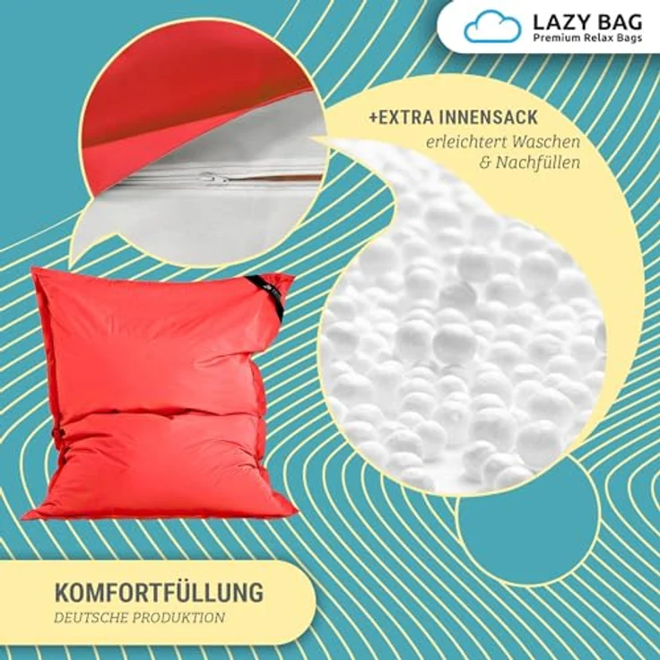 LAZY BAG Sitzsack für Indoor & Outdoor, Rot, Nylon, 400 l – Bild 7