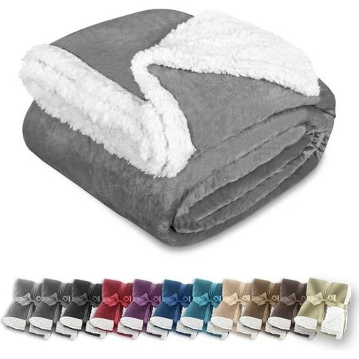 Wohndecke in Lammfell-Optik Kuscheldecke weich & flauschig - Sherpa Fleecedecke, Gräfenstayn, Warme Wolldecke & Sofaüberwurf Tagesdecke für Couch & Sofa – Bild 4