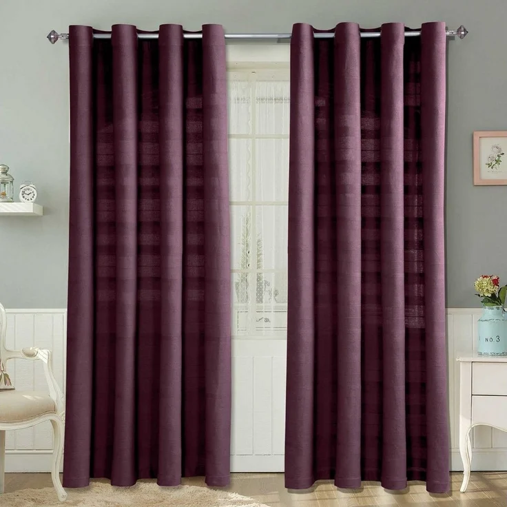 Homescapes Gardine Gardinen mit Ösen Rajput lila 2er Set, 182 x 167 cm – Bild 1