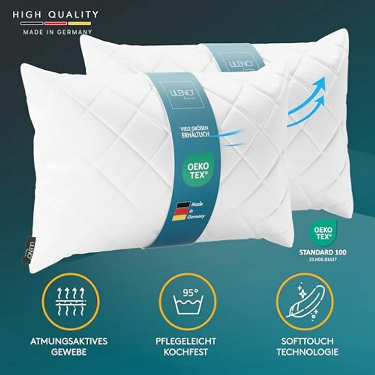 LILENO HOME 2er Set Kissenfüllung 50x70 cm - 95°C waschbares Innenkissen geeignet für Allergiker - Polyester Kisseninlet als Couchkissen, Sofa Kissen, Cocktailkissen und Kopfkissen – Bild 3